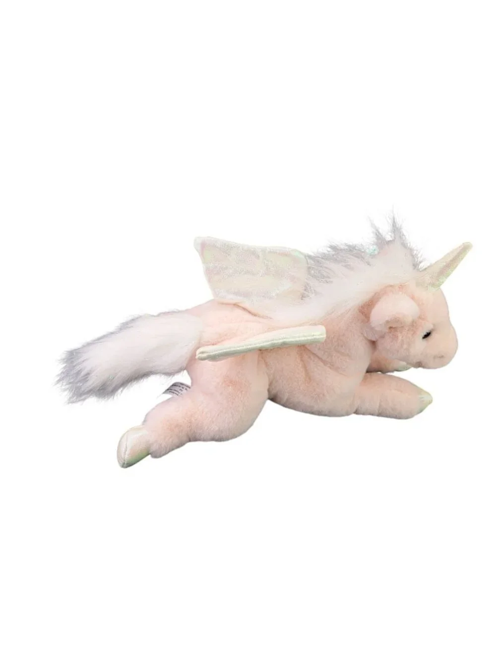 FAO Schwarz Pink Plush Unicorn Pegasus Stuffed Animal Iridescent Horn Wings 14